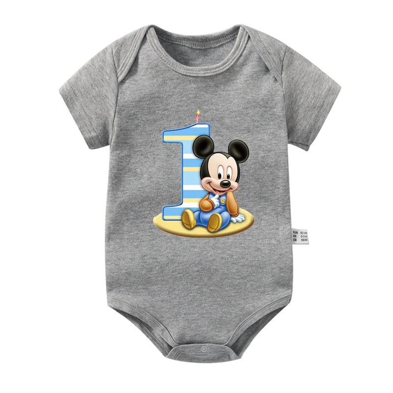 My 1st Birthday Mickey Mouse Cotton Baby Bodysuits