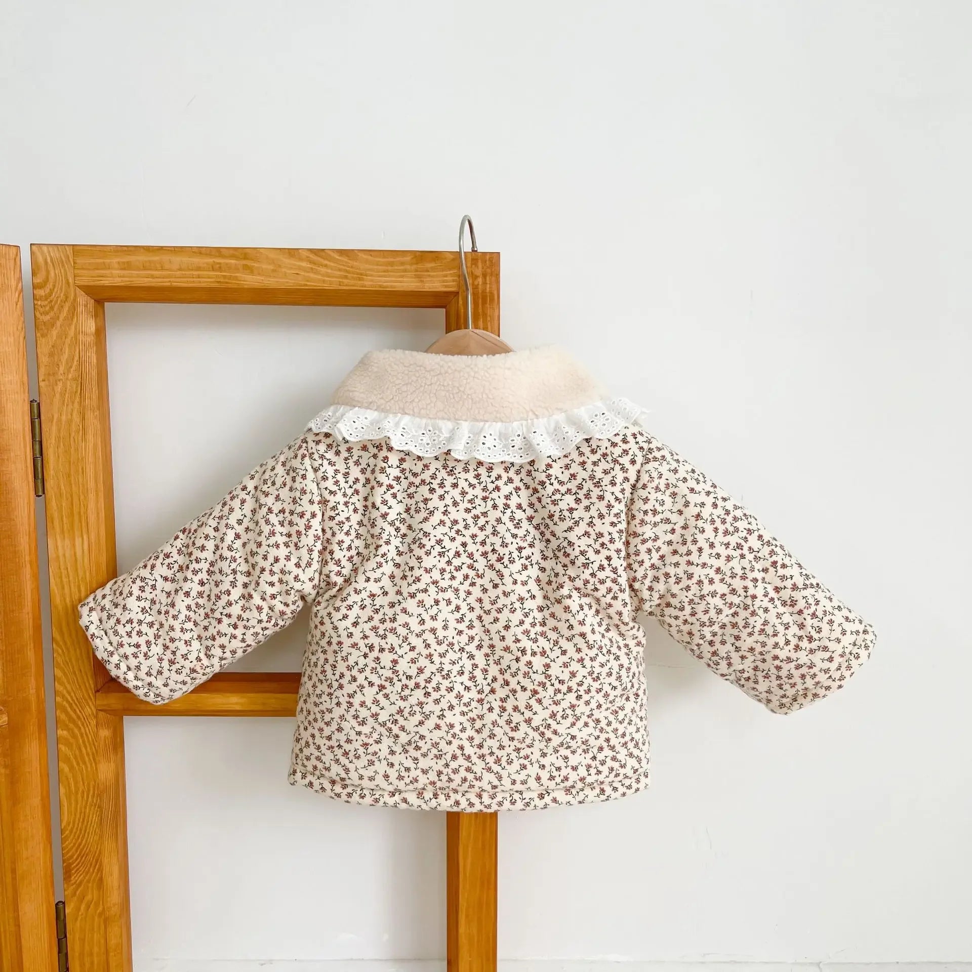 Baby Girl Winter Jacket Thick Lamb Lace Collar Cotton 0-3y