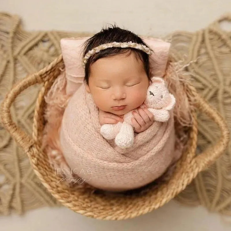 Little Baby Photo Shooting Basket Woven Baskets Full Moon Props