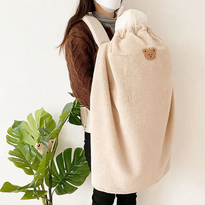 Baby Embroidered Bear Blanket Winter Cloak Stroller Cover