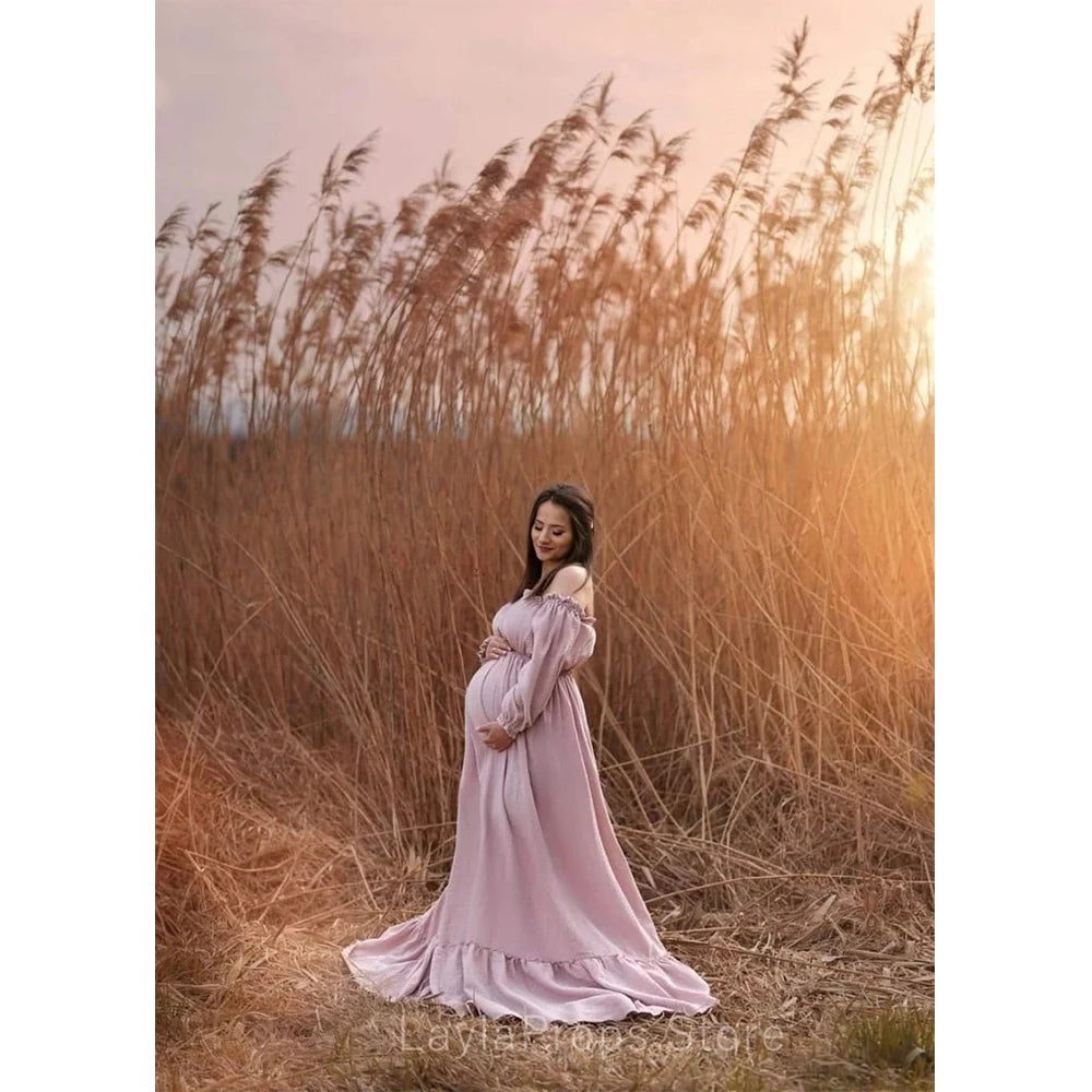 New Maternity Dresses Photoshoot Clothes Linen Cotton Dress