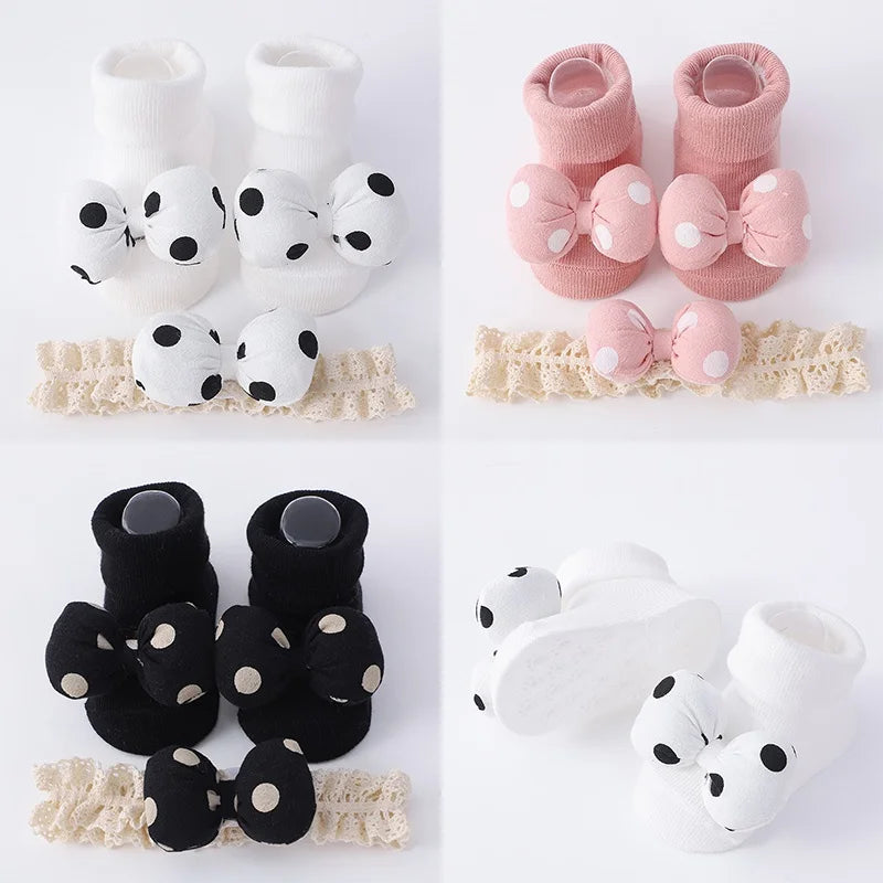 Baby Girl Headbands Socks 2Pcs/Set Sweet Cute Bow