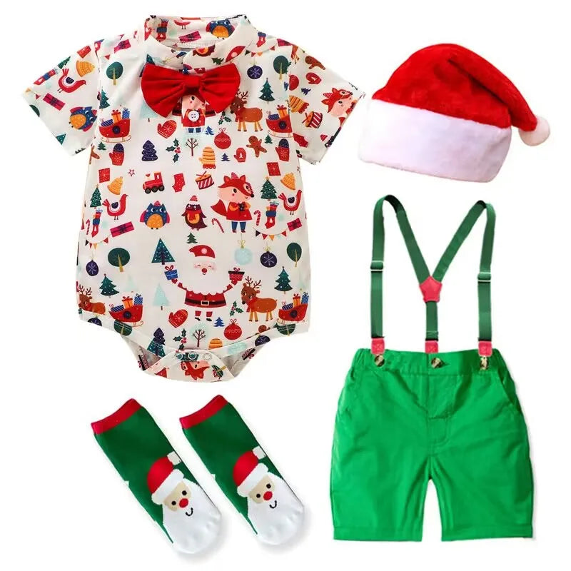 Newborn Boy Printed Set Christmas Fashion Sets