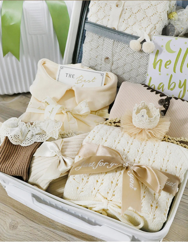 Organic Color Cotton Baby Rompers Luxury Gift Set Box