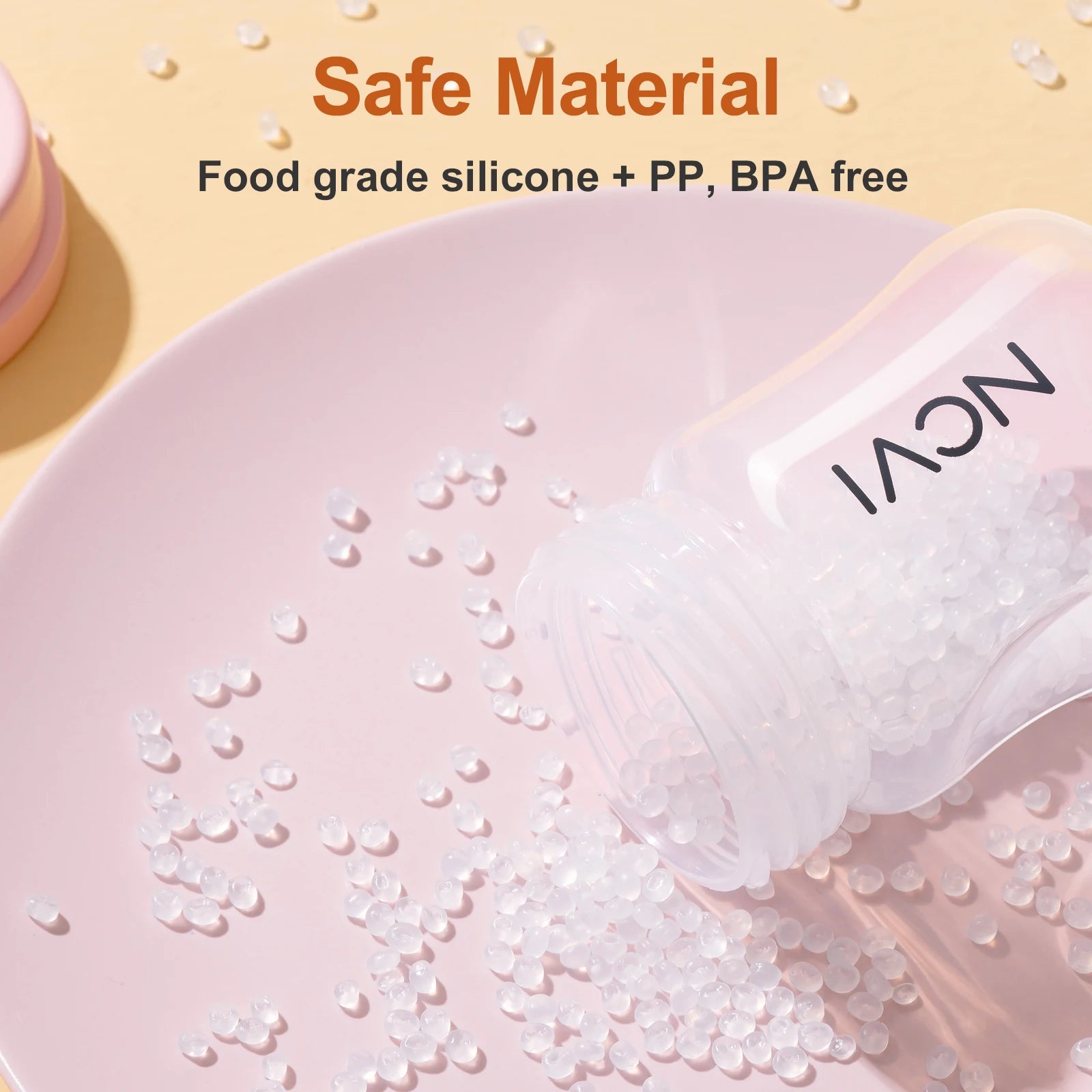 NCVI Breast Milk Storage Bottles, Baby Bottles with Nipples and Travel Caps, Anti-Colic, BPA Free, 4.7oz/140ml, 2 Count
