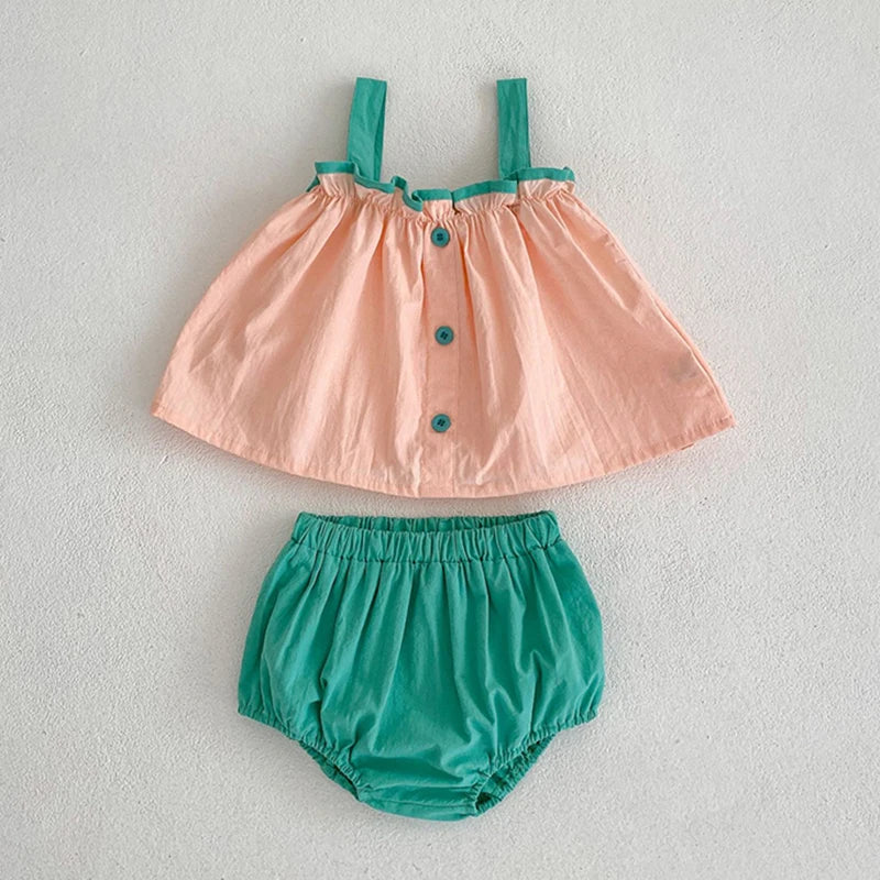 Toddler Baby Floral Suit Infant Short Sleeves Top+Bread Shorts 2pcs