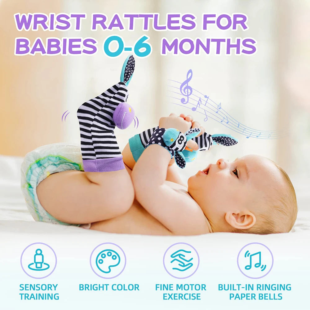 Baby Hand Rattles Wrist Newborn Soft Sensory Toys