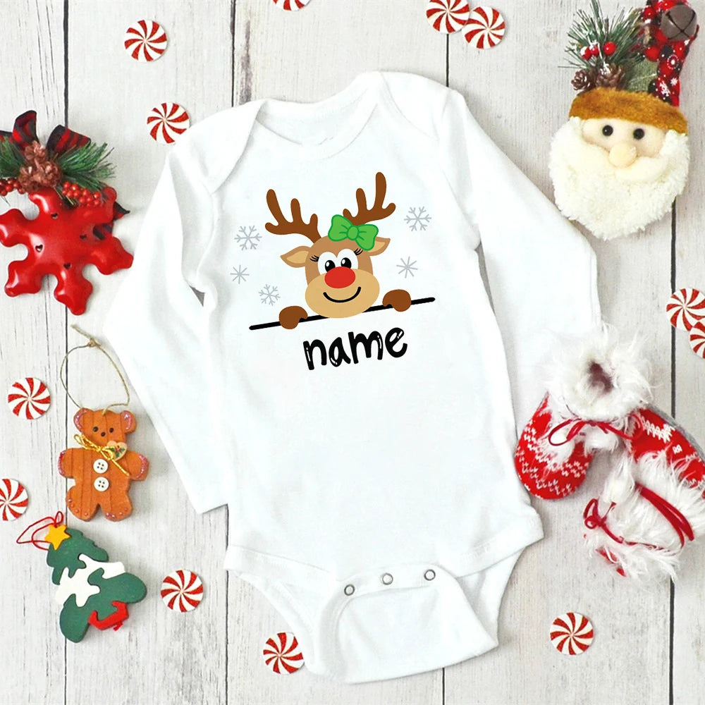 Custom Name Baby Christmas Bodysuits Personalised