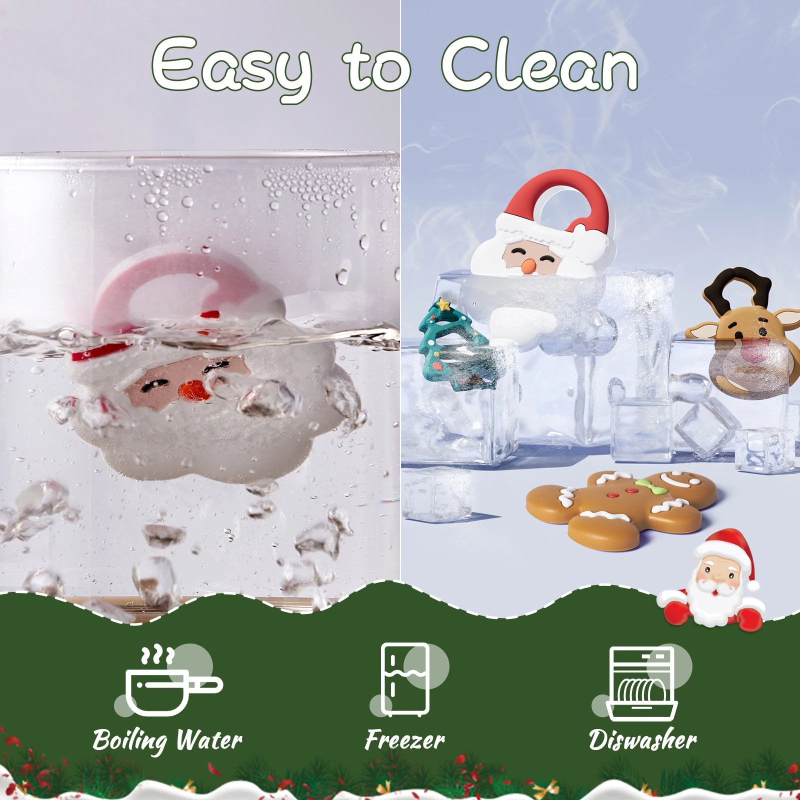 NCVI Christmas Teether, Baby Teething Toys for 0-6 6-12 Months, My First Christmas Silicone Chew Toys, First Christmas Gifts