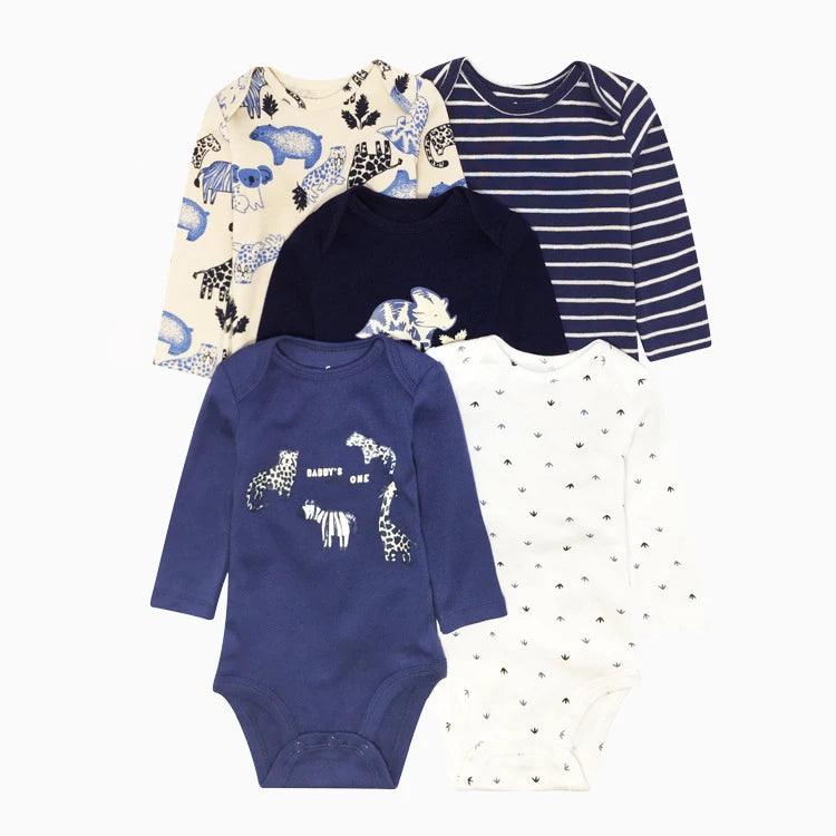 Winter 5PCS/lot Baby Bodysuits Long Sleeve 100% Cotton