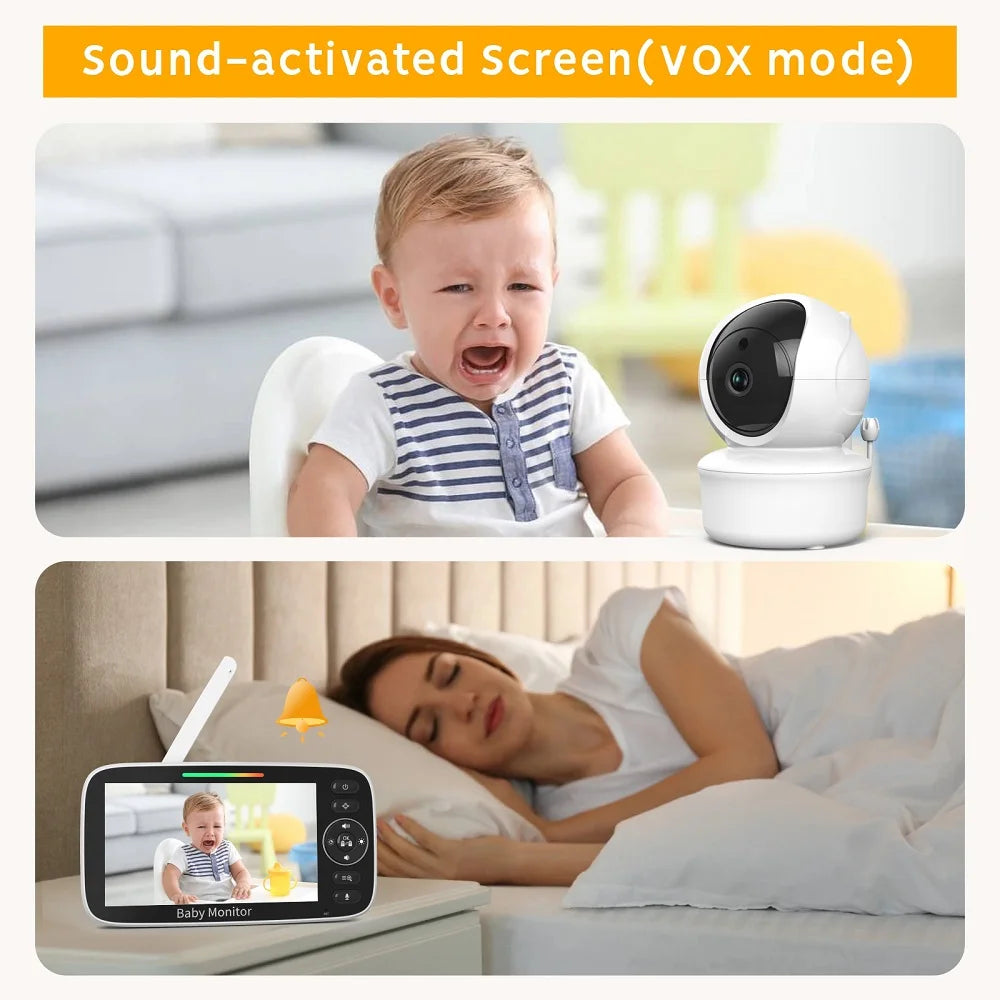 inch HD Baby Monitor IPS Split Screen 4000mAh Video Zoom
