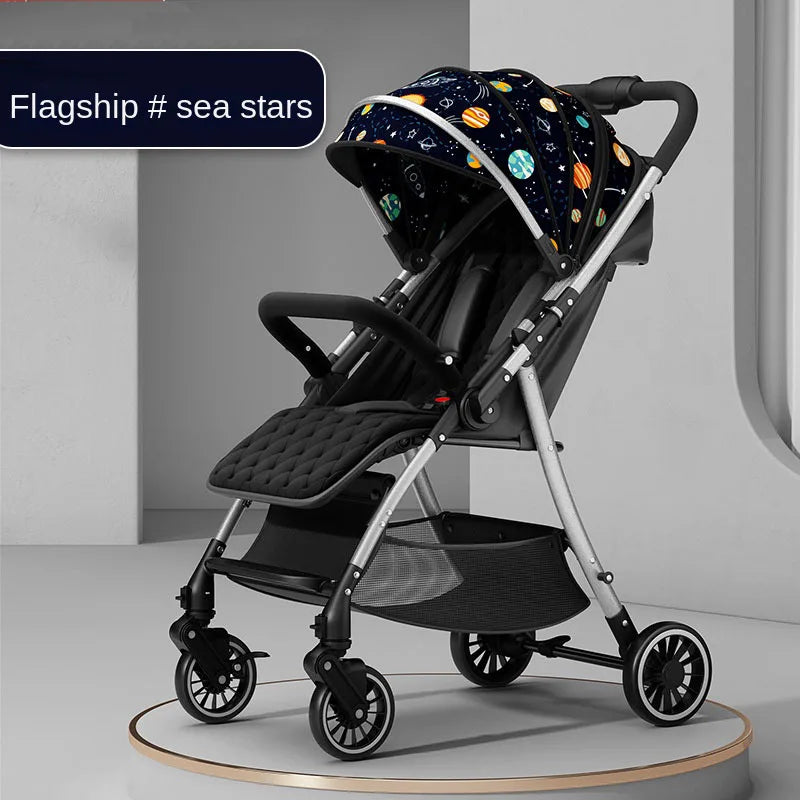 Baby Stroller 3-in-1 Fashion Four Seasons Universal Four Wheel Shock Absorber Umbrella Bi-directional Folding Baby Stroller