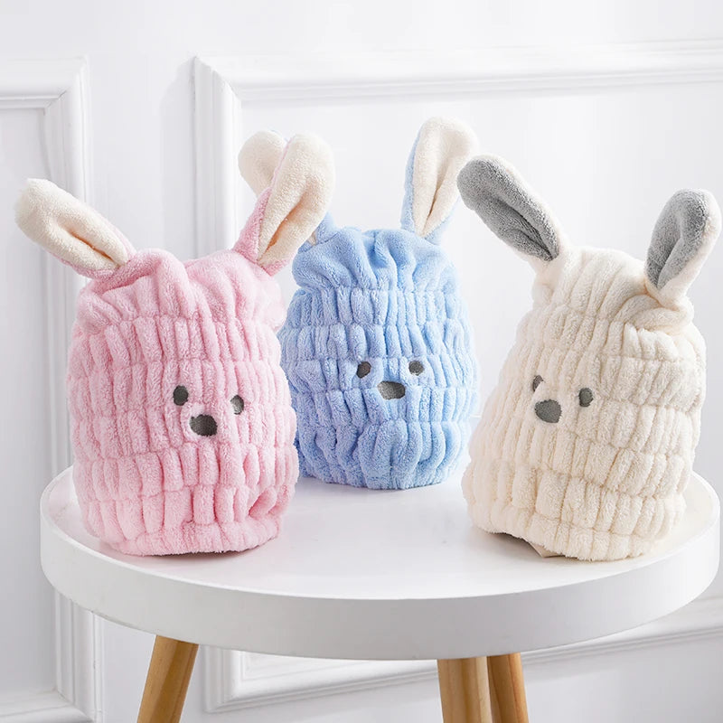 Children Hair Drying Cap Girls Cute Super Absorbent Turban Quick-Drying Towel Baby and Infant Cartoon Shampoo Shower Cap