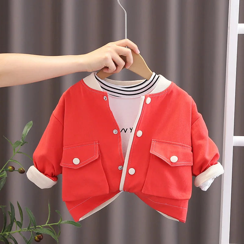 Children's Clothes Outerwear 2023 Spring Autumn New Baby Coat Kids Fashion Overcoat Boys Girls Jackets Solid Casual Clothing