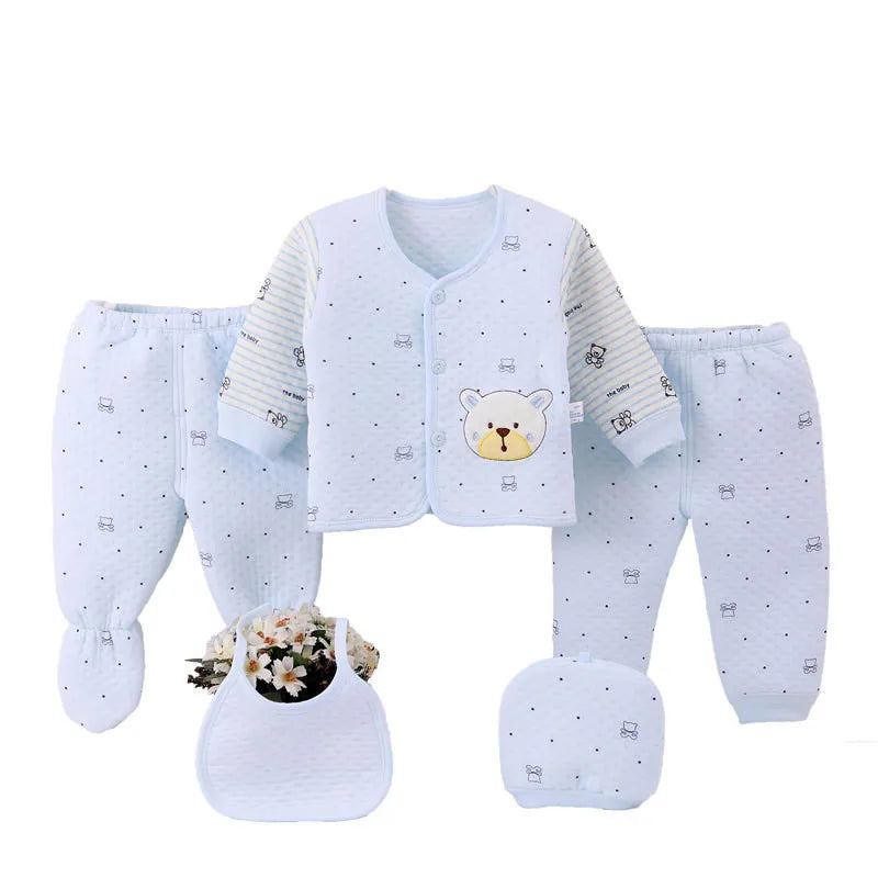 Baby cotton underwear set newborn baby five-piece set thickened and warm 0-3 months spring,autumn and winter boy girl clothing