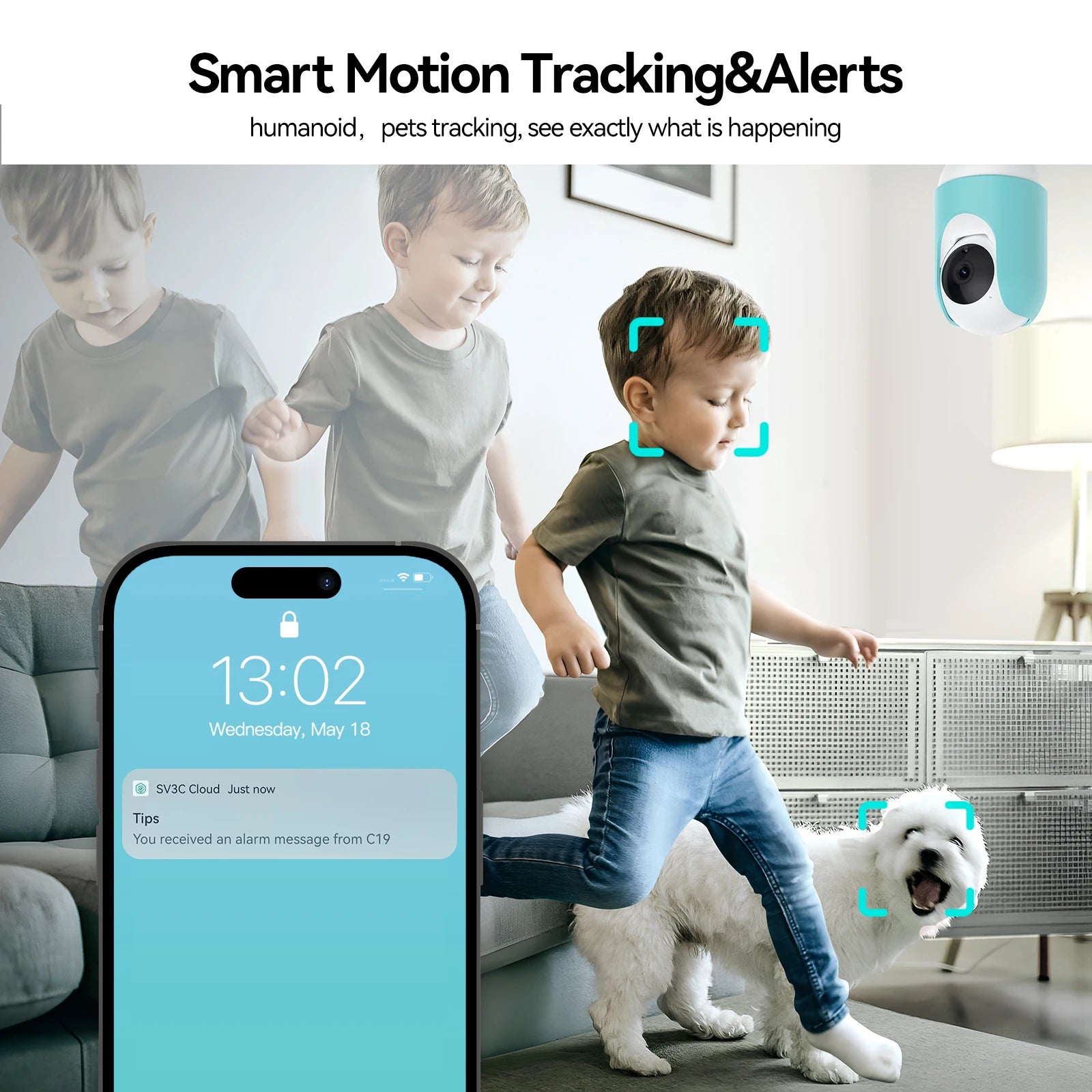 SV3C Baby Monitor Camera 2K Indoor Wifi 360 Smart Home Surveillance IP Cameras Wireless PTZ Night Vision Auto Tracking Alexa