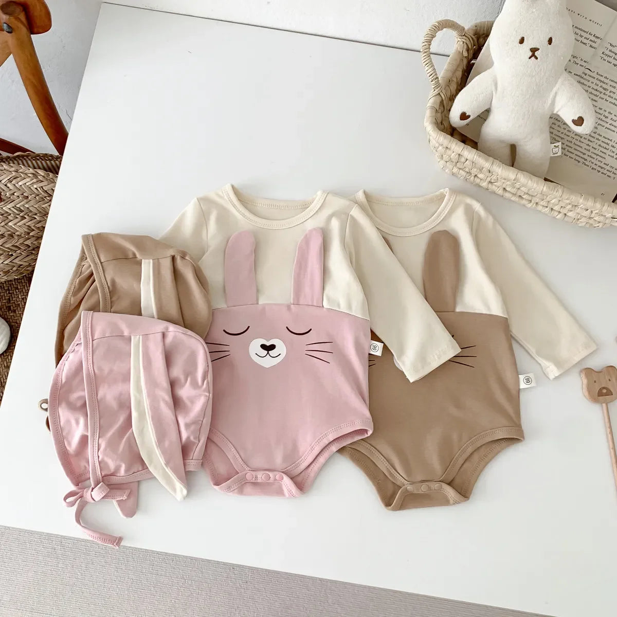 Newborn Clothes Baby Cute Bodysuit with Hat Summer Clothes