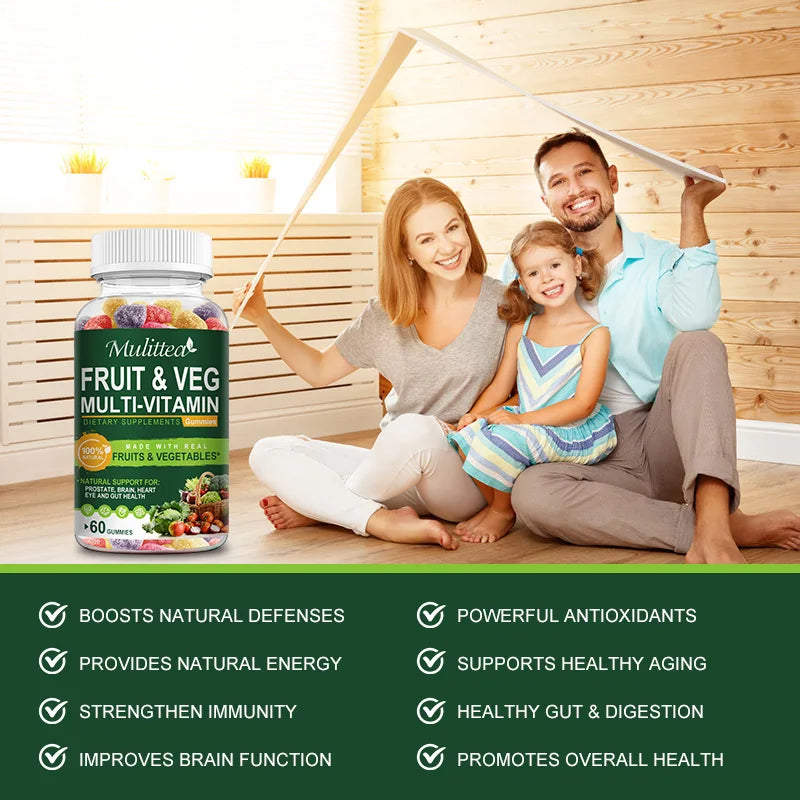 Mulittea Fruits and Veggies Supplement -  Fruit and Veggie Vitamins for Adults - Detox Daily Fruit and Vegetable Vitamins