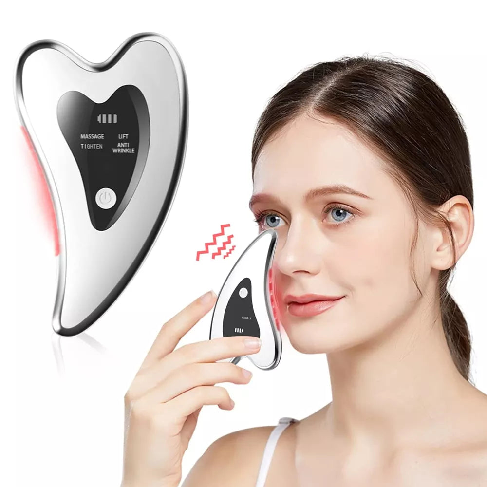 Electric Microcurrent Gua Sha Board Massager Heated Red Blue LED Photon Therapy Scraping Massage Tool Anti-Aging Skin Care Tools