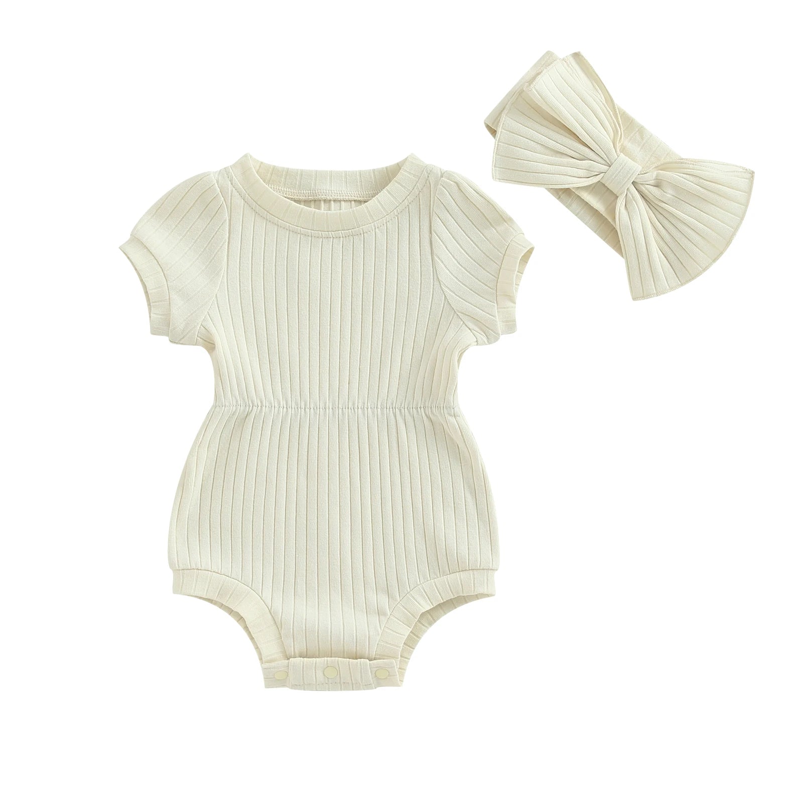 Newborn Baby Girl Clothes Solid Color Ribbed Knit Bodysuit