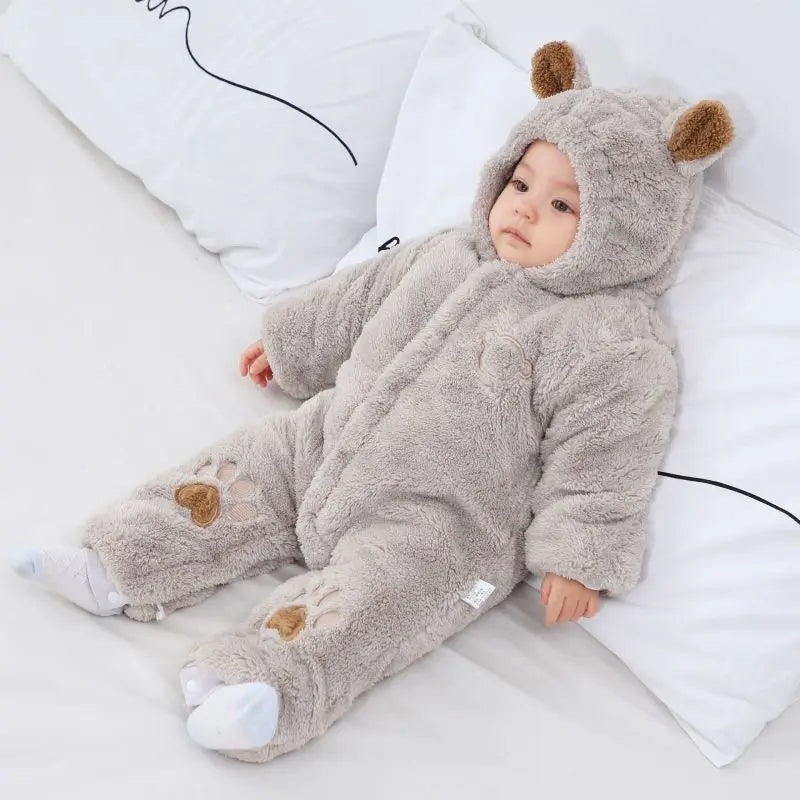 Newborn Baby Cute Bear Hooded Jumpsuits