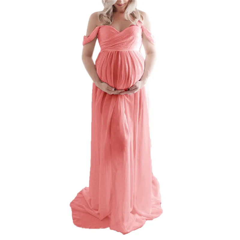 Couple Maternity Photography Dress Props Maxi Maternity Gown Floral dress Fancy Shooting Photo Spring Autumn Pregnant Dresses