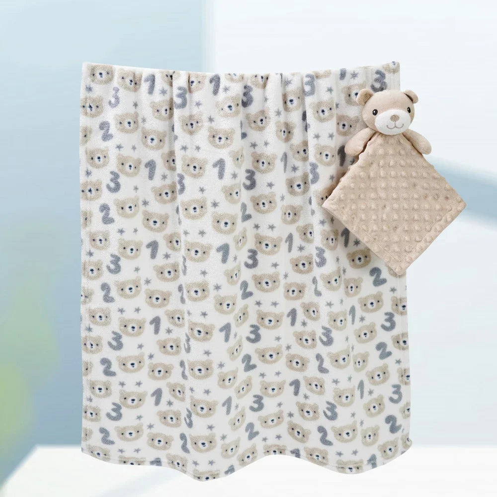 Newborn Baby Soothes Blanket High Quality Newborn Flannel Fleece Swaddle Blankets with Security Toys Sets For Infant Bedding