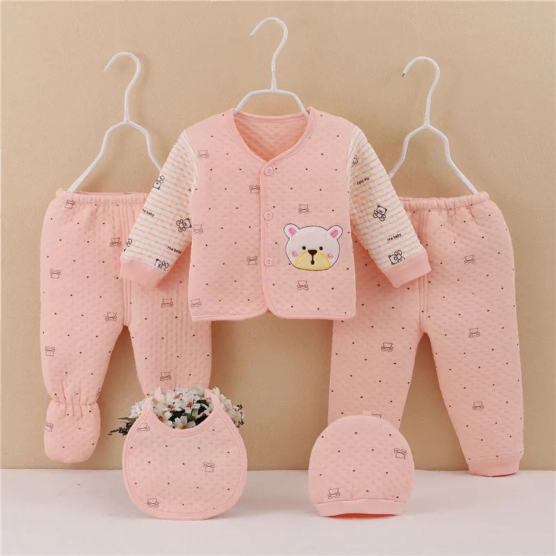 Baby cotton underwear set newborn baby five-piece set thickened and warm 0-3 months spring,autumn and winter boy girl clothing