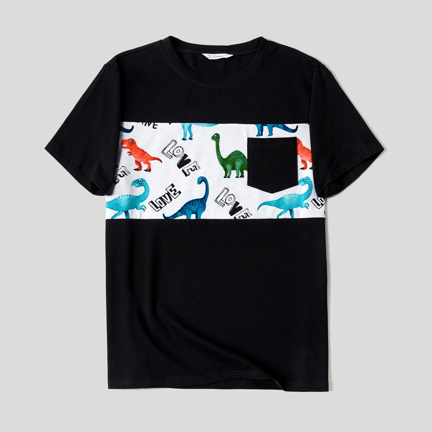 PatPat Family Matching Outfits Allover Dinosaur Print Drawstring Ruched Bodycon Dresses and Short-sleeve T-shirts Sets