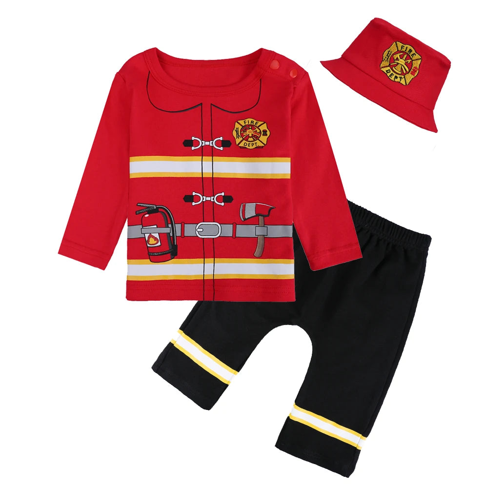 Baby Boy Clothes Set Infant Pilot Carnival Top+Pants+Hat Costume 3PCS