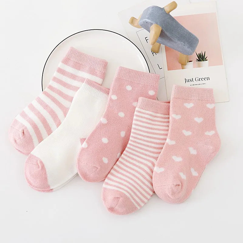 Cotton 5Pairs Baby Socks Newborn Baby Boy Socks 0-1-3-7Y Kids Pure Cotton Animal Design Fadeless Soft Children's Socks for Girls
