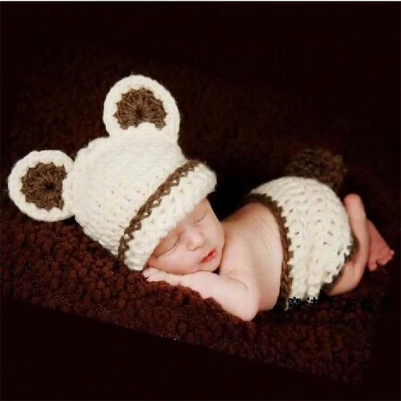 Newborn Photography Props Baby Costume Handmade Infant Animal Cosplay Photography Outfits Baby Accessories