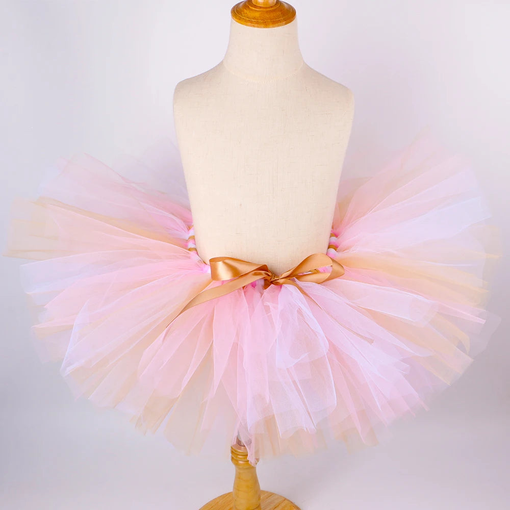 Baby Girls Easter Bunny Costume Fluffy Pink Tutu Toddler Dress