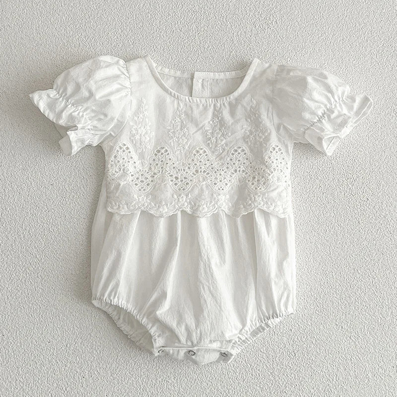 Korean Style Summer Girls Floral Jumpsuit+Hair Band 2pcs