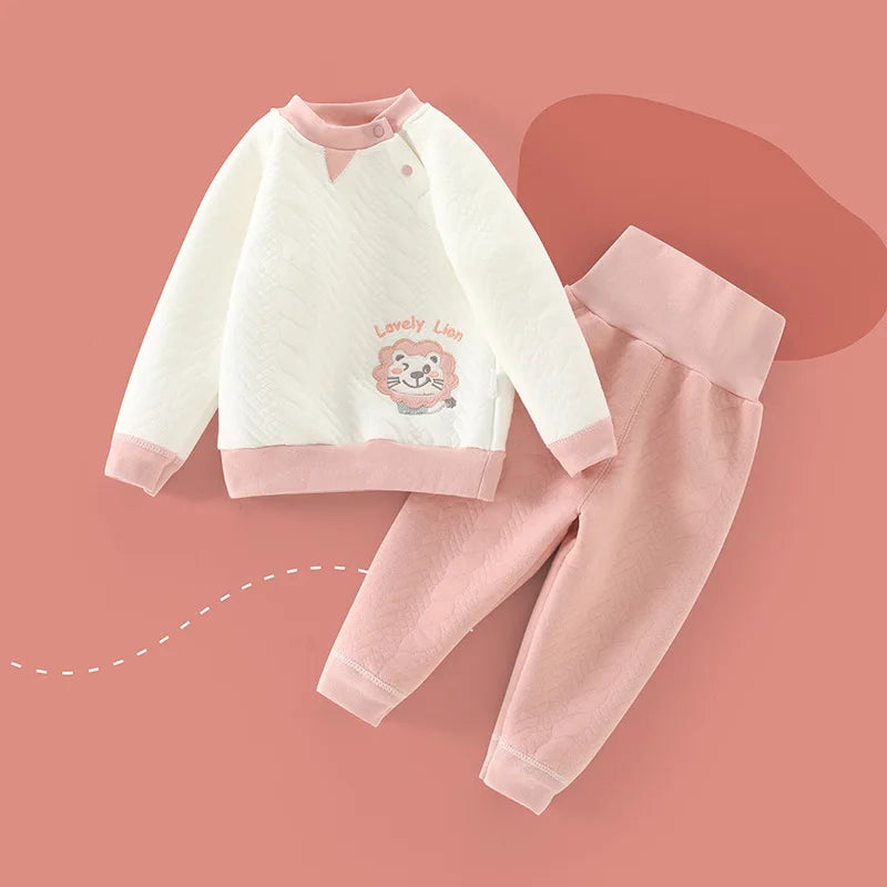 Baby Underwear Suit Thicken Tops+High Waist Pant 2Pcs Set Cotton Outfit