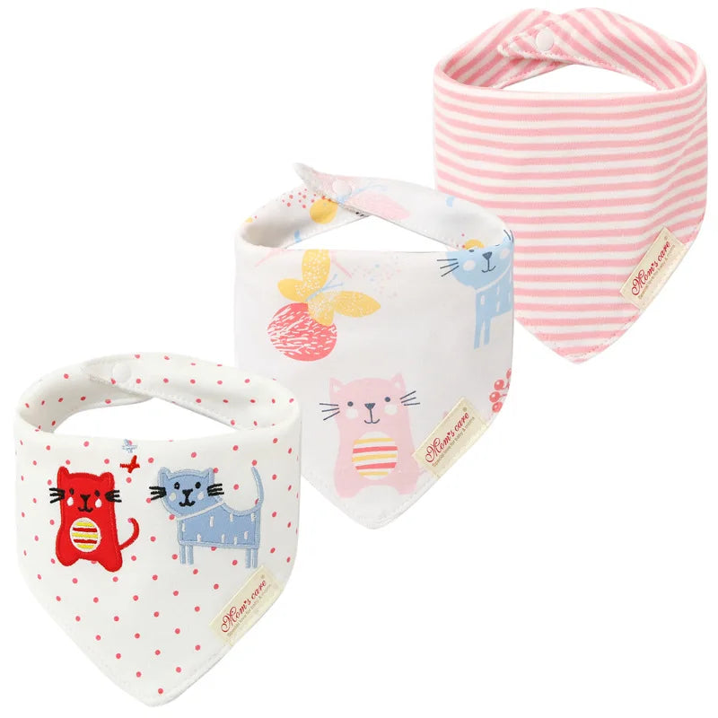 Cotton Cartoon Baby Bibs 3pcs Bandana Set Saliva Towel