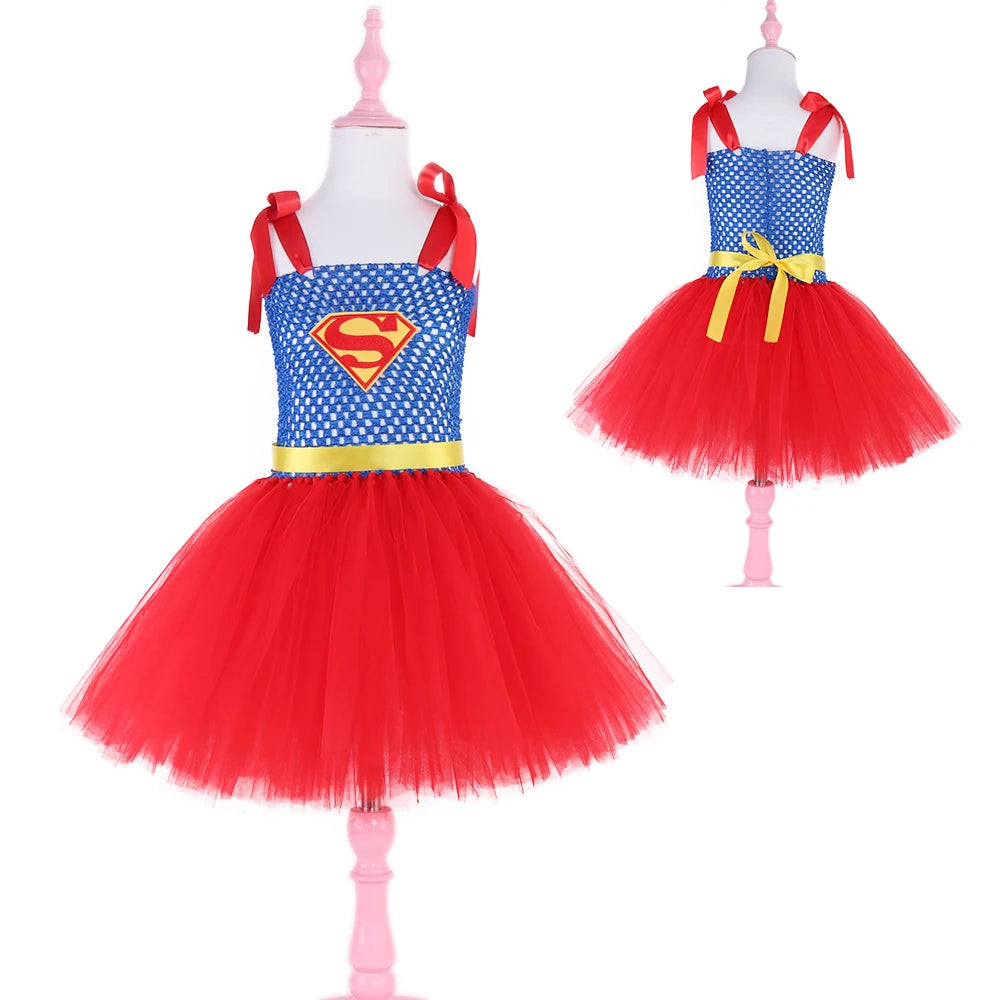 Superhero Girls Costume Tutu Dress Halloween Costume