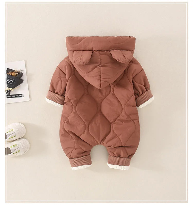 Winter Baby Clothes Overalls  Newborn  Hooded Rompers Bear Suit Cotton Thickening Boys Girls Outdoor Clothing