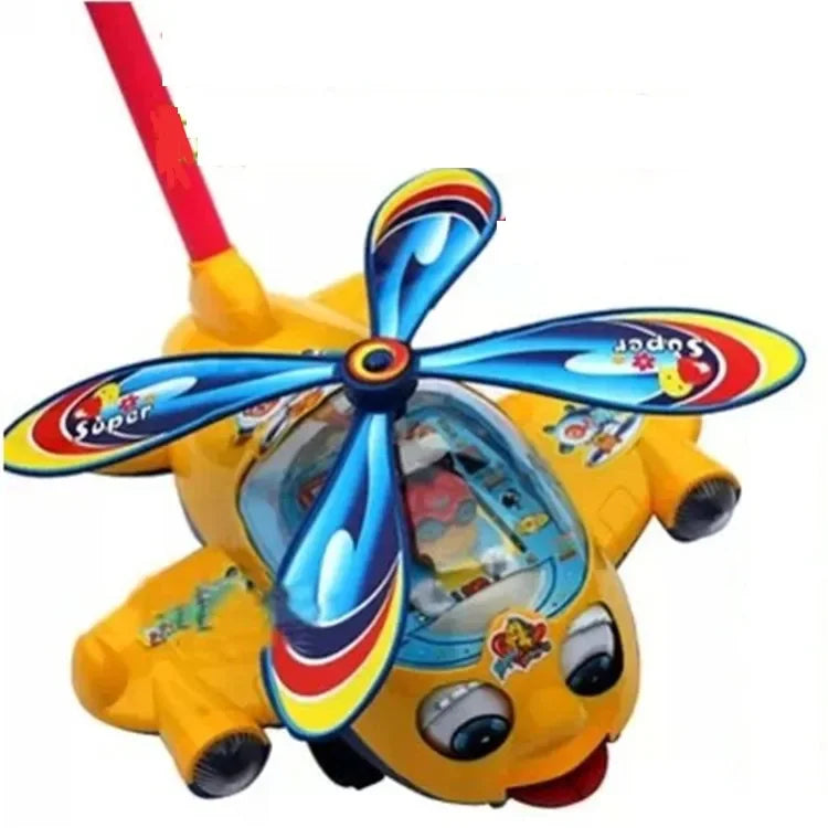 New Baby Toddler Stroller Push Aircraft Children's Toys Music with Bell Single Stick Tongue Doll Baby Walker with Wheels for Kid