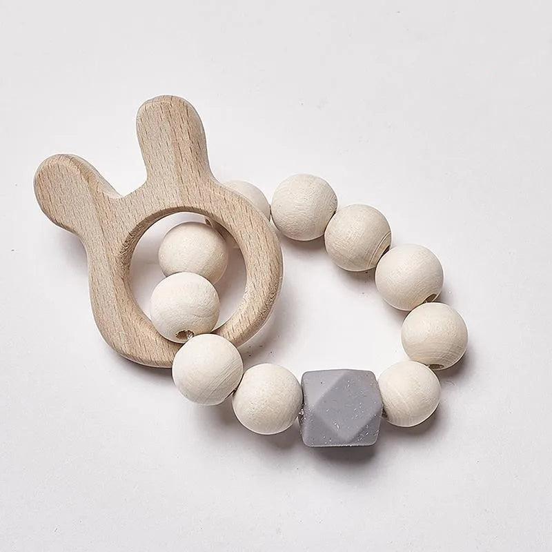 Baby Rattles Play Stroller Toy Teether Wooden Toy