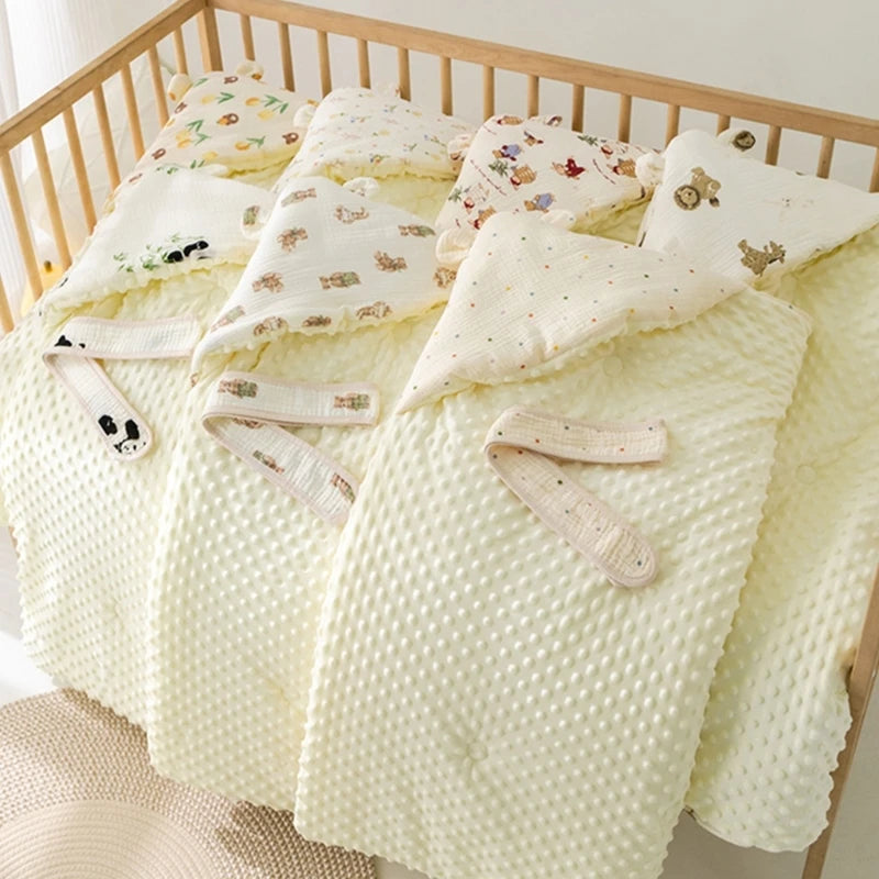 Cotton Flannel Baby Blanket Swaddle Hooded Cartoon