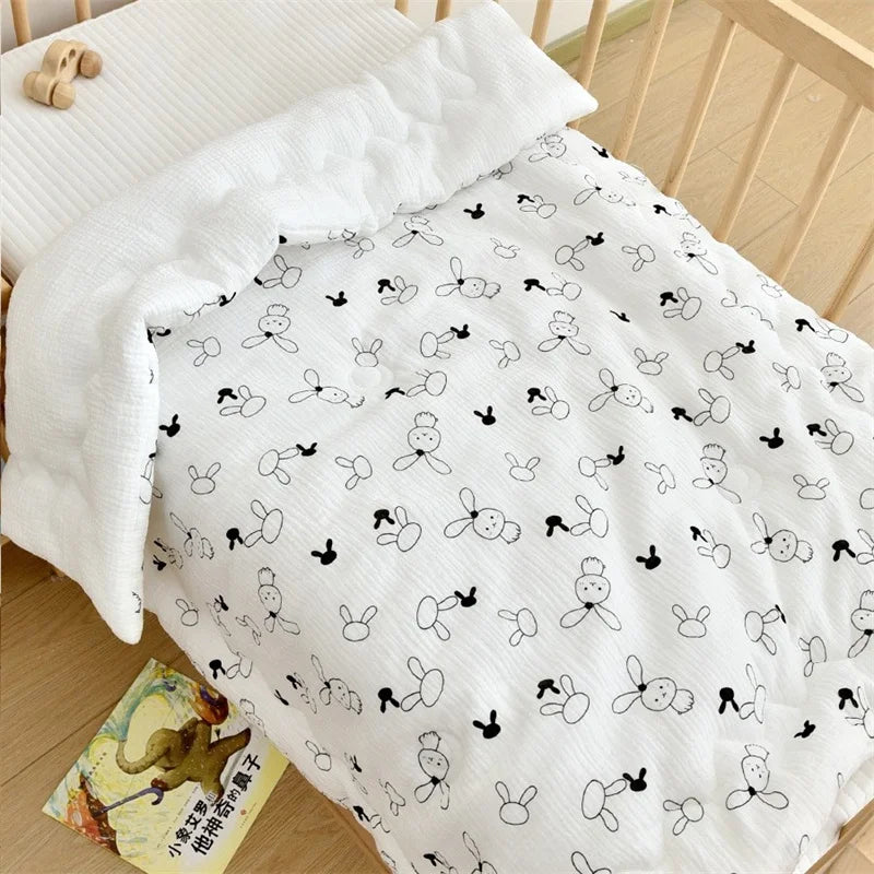 Baby Cotton Muslin Comforter Blanket Newborn Printed Spring Winter Quilt Blankets for Babies Infant Sleeping Cover Korean Quilt
