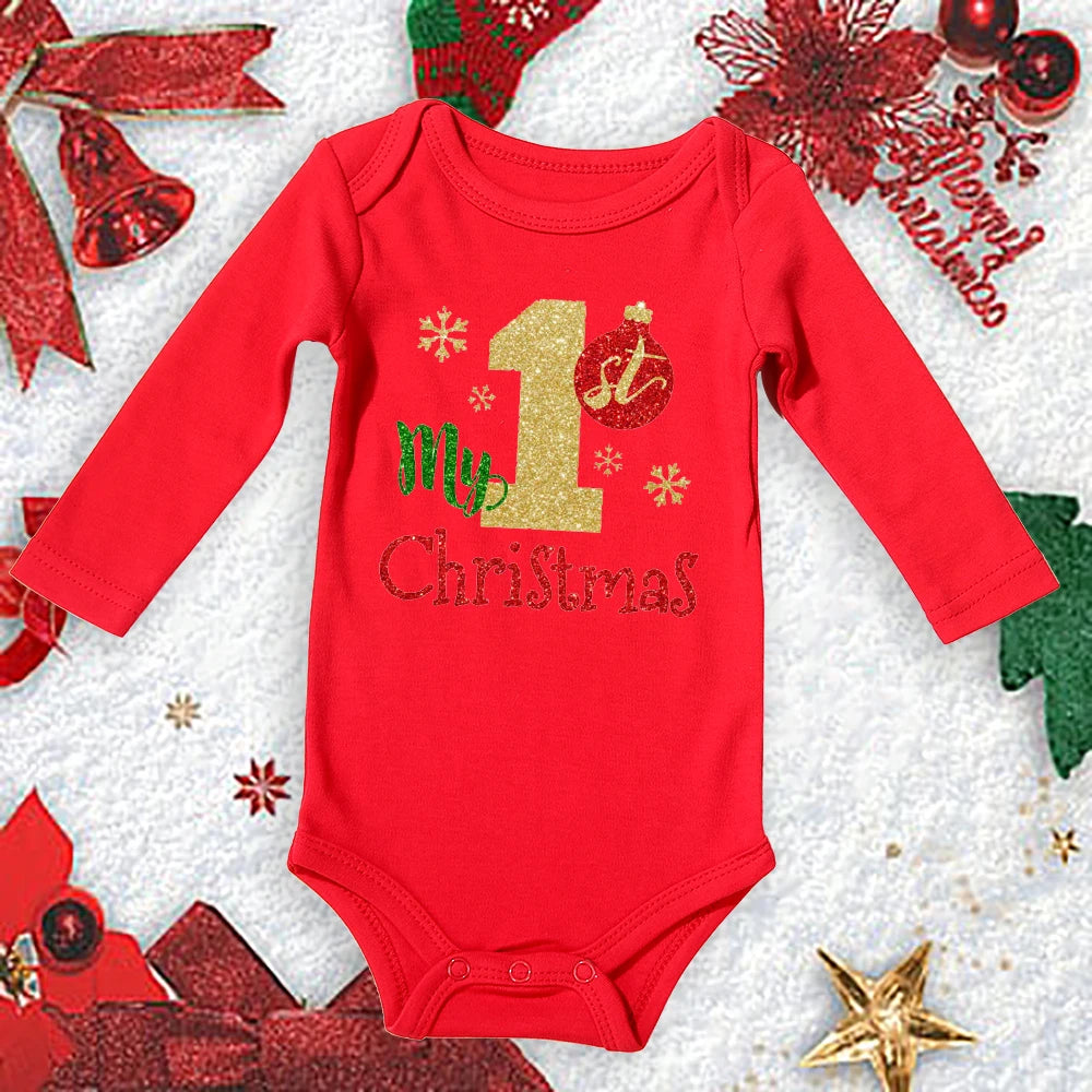 My First Christmas New Born Baby Bodysuits