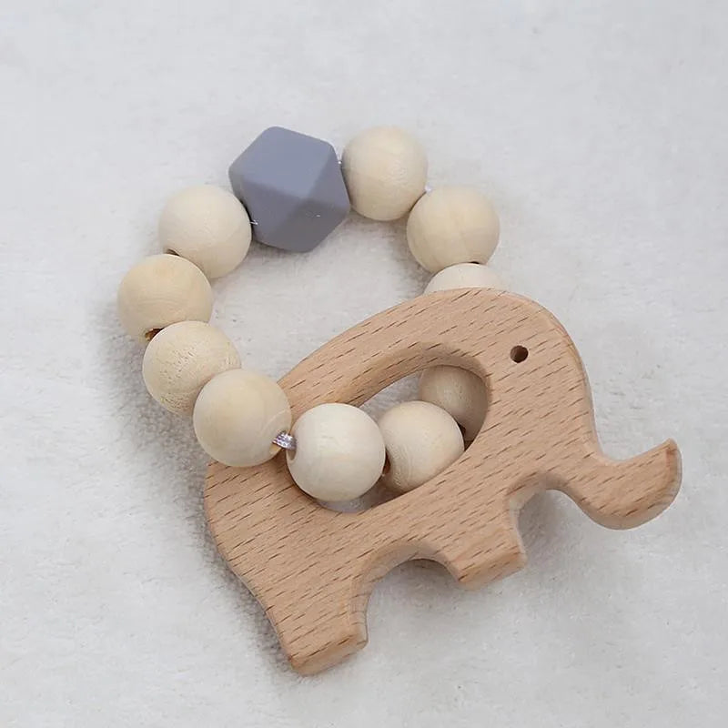 Baby Rattles Play Stroller Toy Teether Wooden Toy