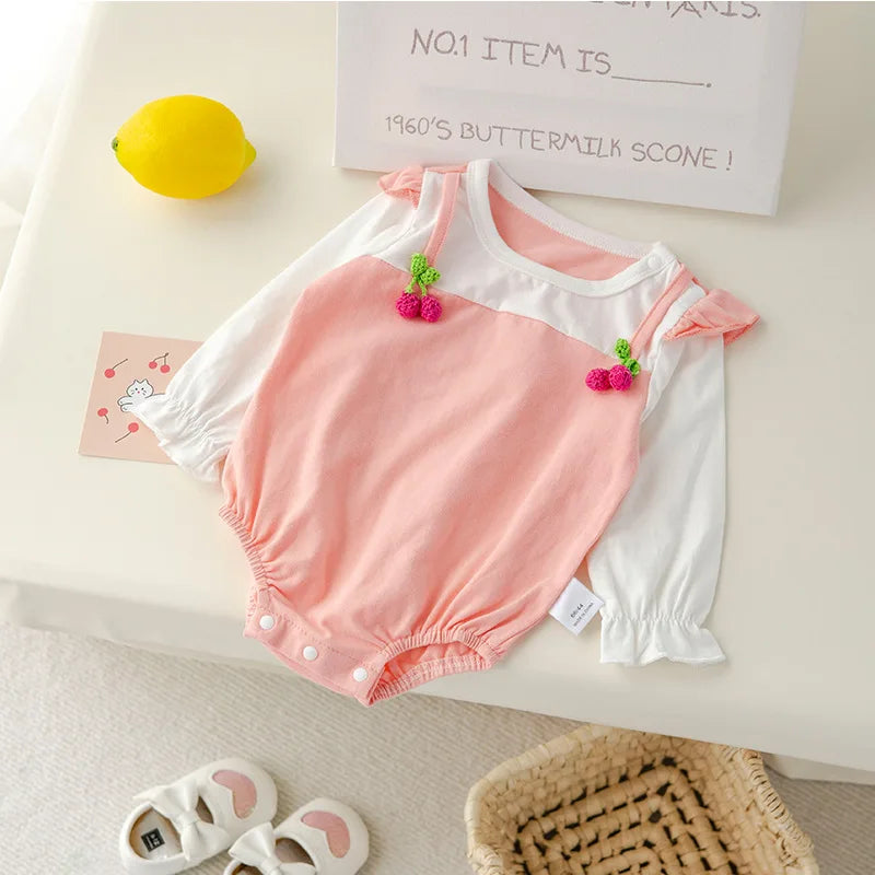 Baby Cotton Fruit Patchwork Long Sleeve Infant Bodysuit