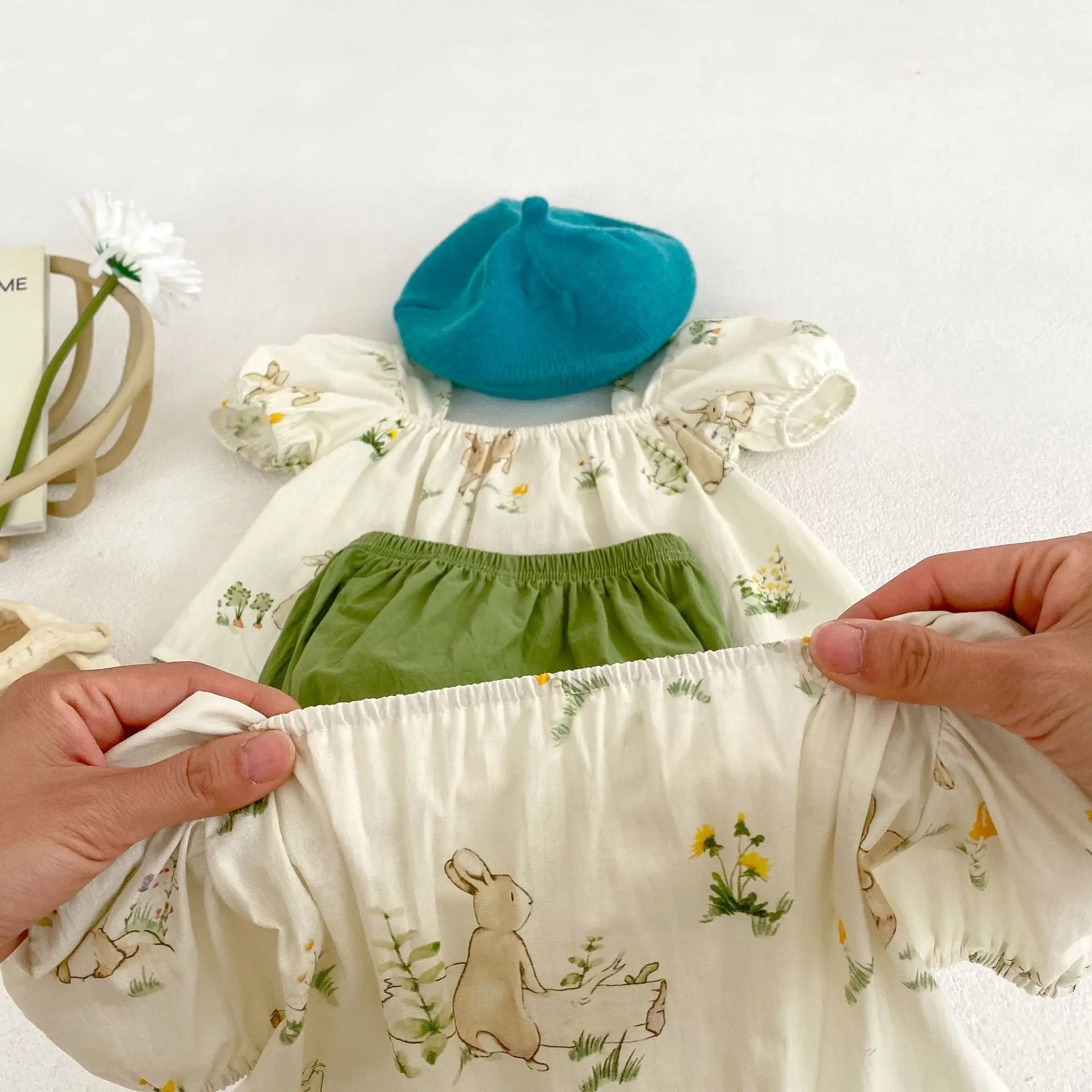 Newborn Princess Puff Sleeve Baby Girls Pure Cotton Bodysuits