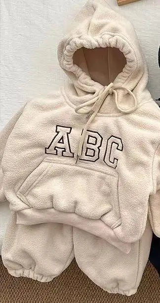 Boy Baby Fleece Thick Tracksuit Sets Tops+Pants