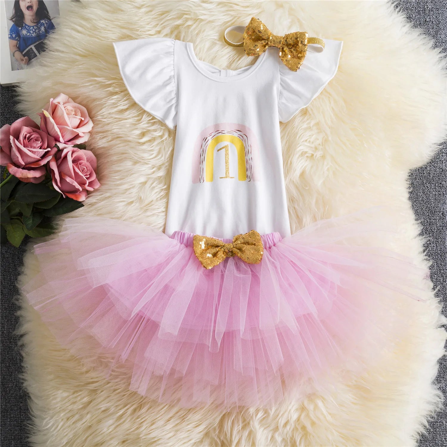 Baby Girls One Year Old Birthday Party Baptism Dress Toddler Newborn 1st Christening Gown Outfits Infant Clothing Sets Christmas