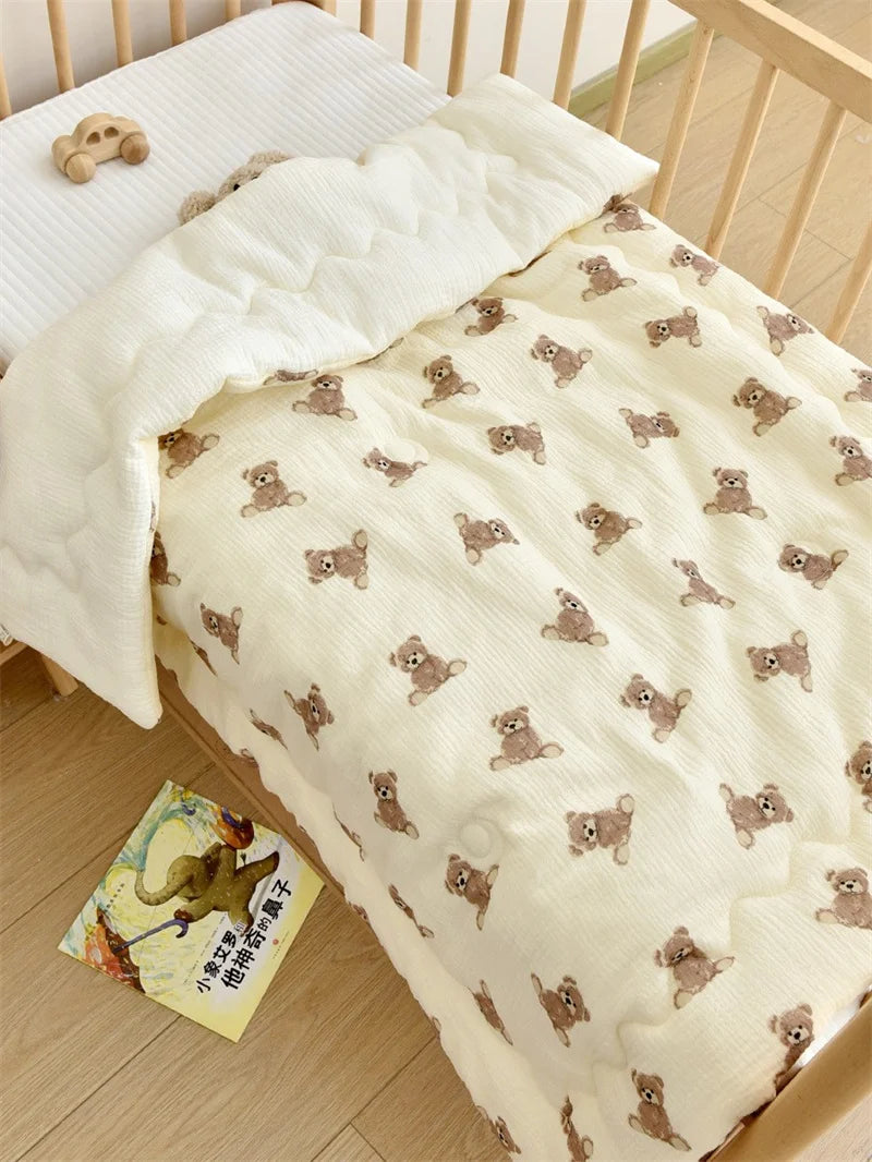 Baby Cotton Muslin Comforter Blanket Newborn Printed Spring Winter Quilt Blankets for Babies Infant Sleeping Cover Korean Quilt