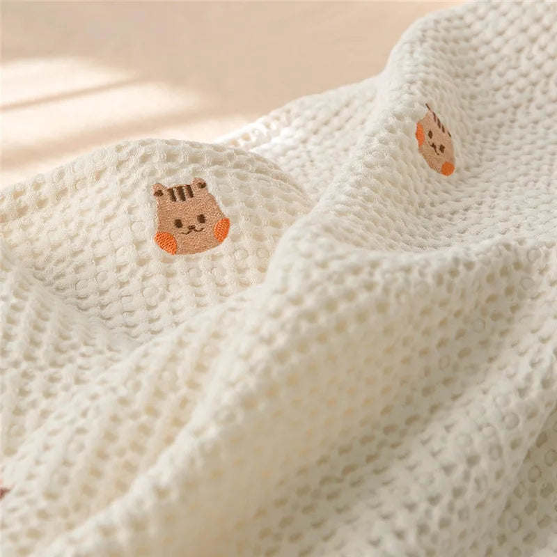 Waffle Baby Blanket for Cart Cover Infant Quilt Cotton Modal Swaddle Blanket Kindergarten Bedding Accessories Newborn Bath Towel